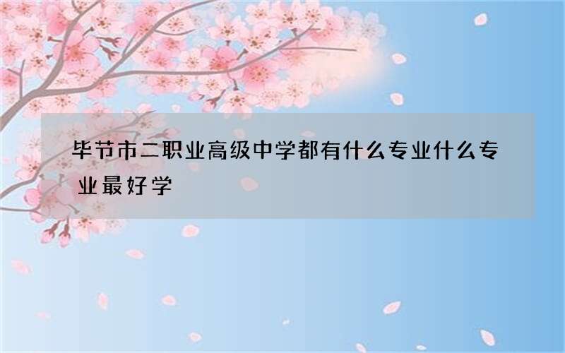 毕节市二职业高级中学都有什么专业什么专业最好学