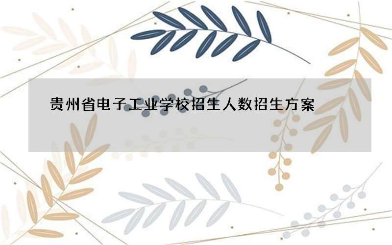 贵州省电子工业学校招生人数招生方案