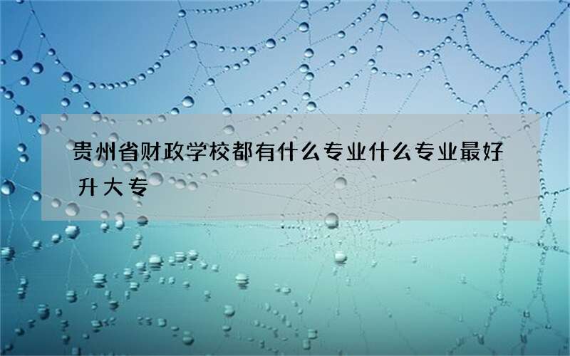 贵州省财政学校都有什么专业什么专业最好升大专