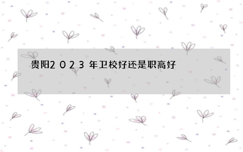 贵阳2023年卫校好还是职高好