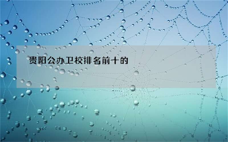 贵阳公办卫校排名前十的