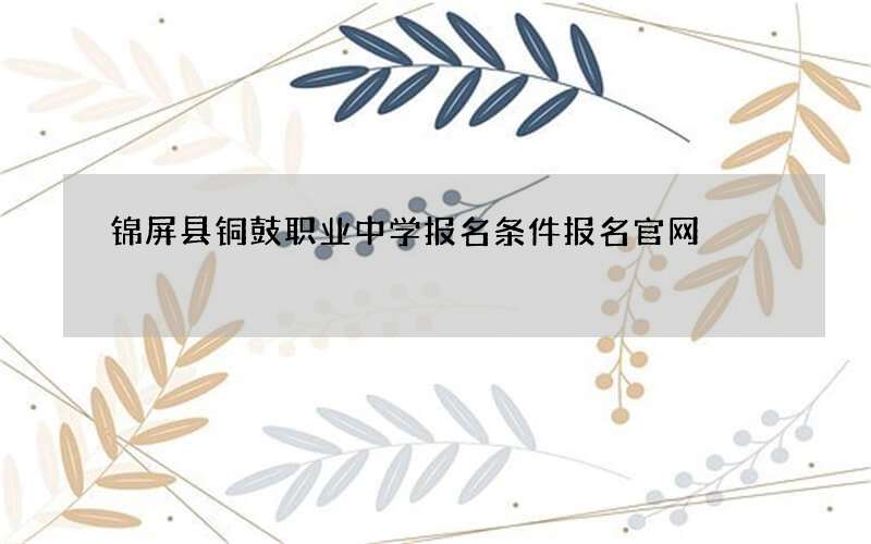 锦屏县铜鼓职业中学报名条件报名官网